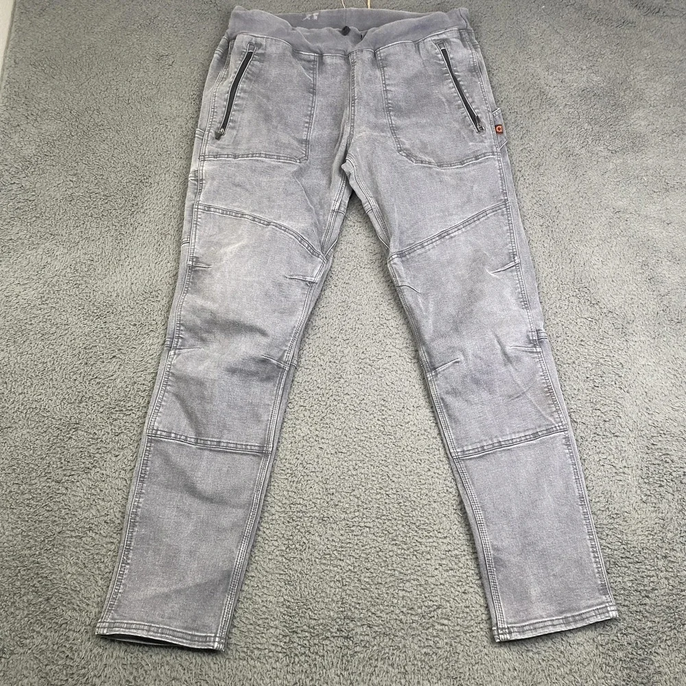 Dovetail Workwear Pants Double Knee Gray Utility Work Stretch Zipper Pockets